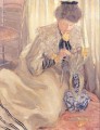 The Yellow Tulip Impressionist women Frederick Carl Frieseke